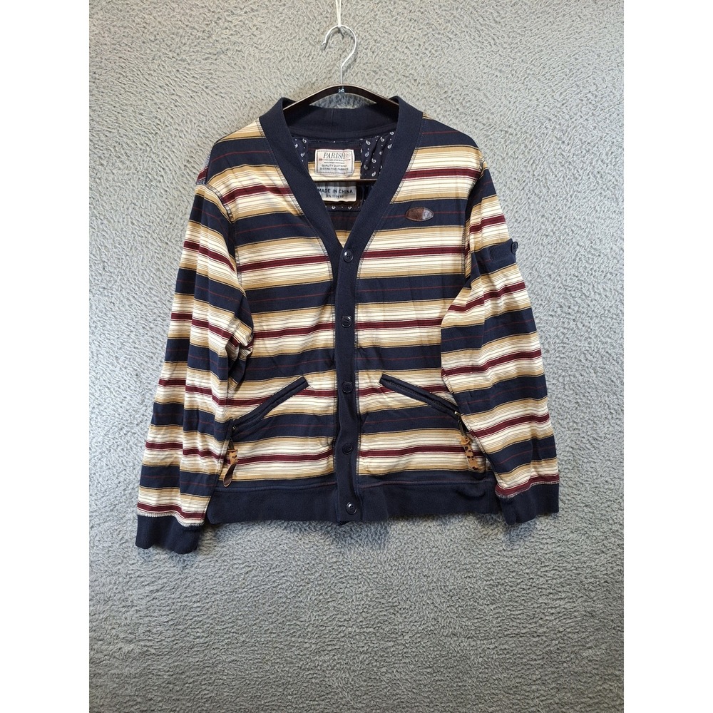 Parish Cardigan Mens XL Blue Striped Button Up Sweater Jacket Urban Casual As-Is